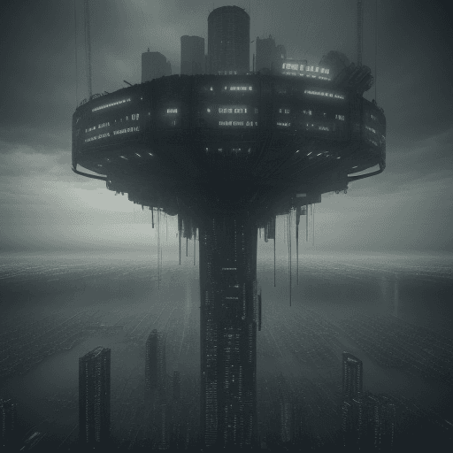 AI generated: A photo of a city in the sky, diesel-punk style,bleak,ultra realistic, many building, industrial cit...