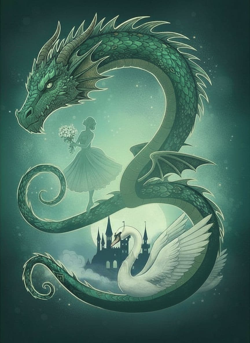 AI generated: Remove the middle tail of the dragon and transform this part into solid body to the dragon and small...