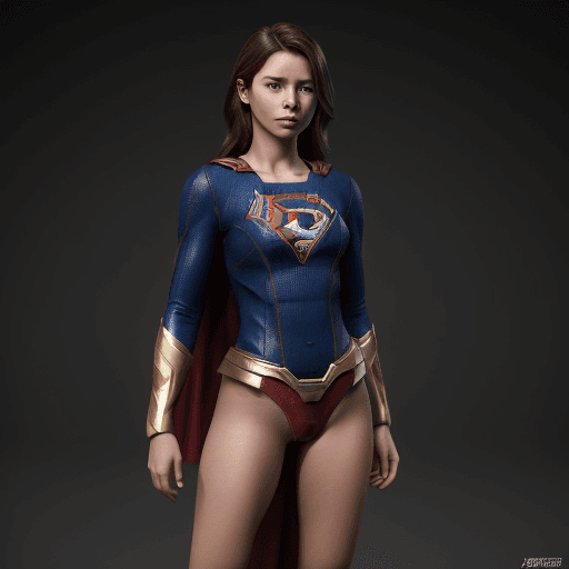AI generated: A woman who is inspired by supergirl, she has brown hair and is very beautiful, her costume is white...