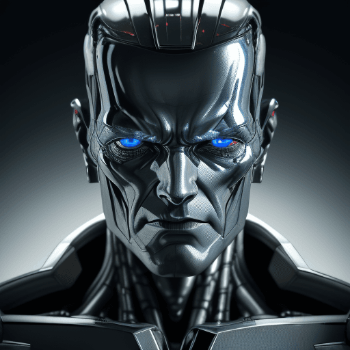 AI generated: Portrait of robot T-1000, cyborg, evil, in dynamics, highly detailed, packed with hidden details, st...