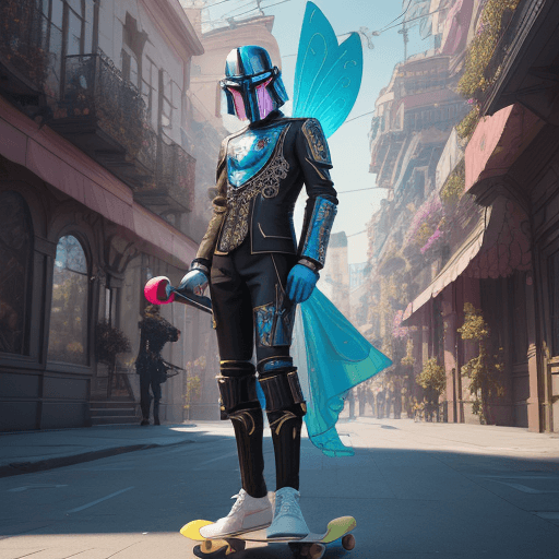 AI generated: Fabulous style, Pushkin Alexander Sergeevich, standing on a skateboard, with overhead headphones on ...