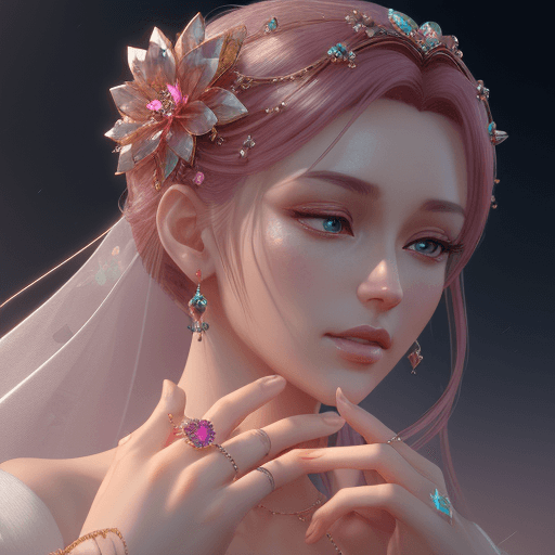 AI generated: a jewelry design,sakura-themed ring, gemstones and diamonds,luxury, closeup, product view,trending o...