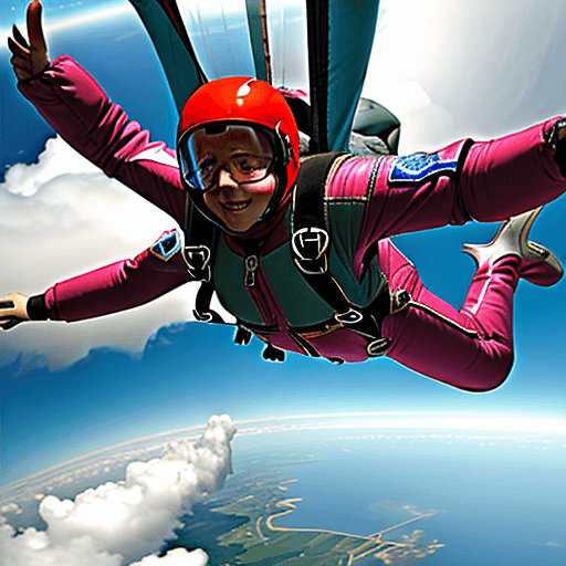 AI generated: Skydiver falling through the clouds