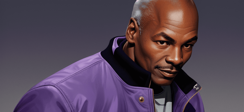 AI generated: Micheal Jordan with a Purple Jacket UWW
