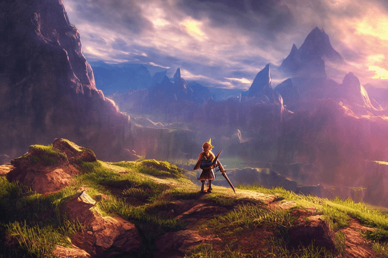 AI generated: The Legend of Zelda landscape  atmospheric, hyper realistic, 8k, epic composition, cinematic, octane...