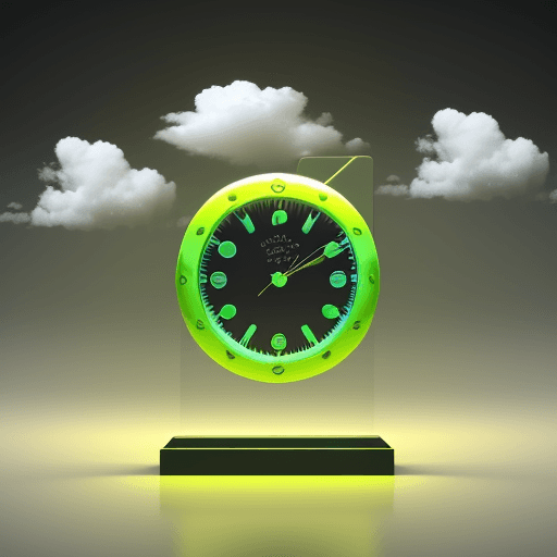 AI generated: 3d clock running,cloud,4k,Greenish yellow