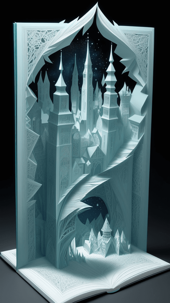 AI generated: a mesmerizing open book 3D paper cut art that defies the boundaries of imagination. Bring the magica...