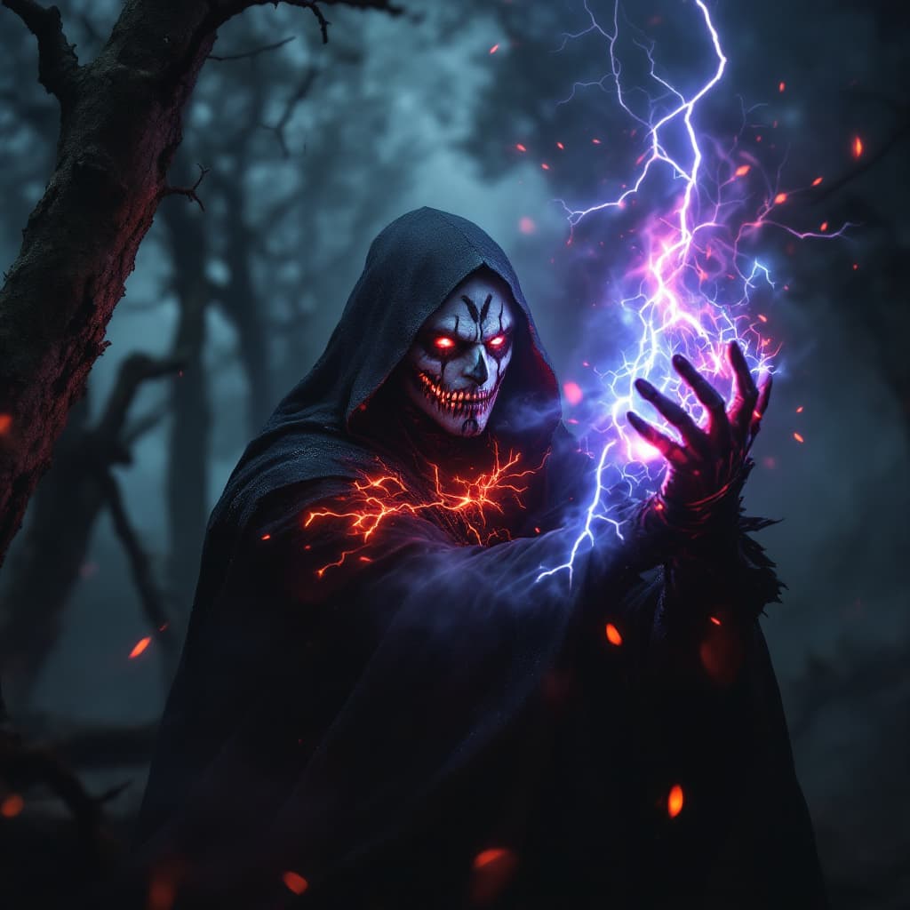 AI generated: “Lightning fire, smoke, Epic Scene with a Dark Fairy,glowing,misty, uhd photorealisitc authentic psy...
