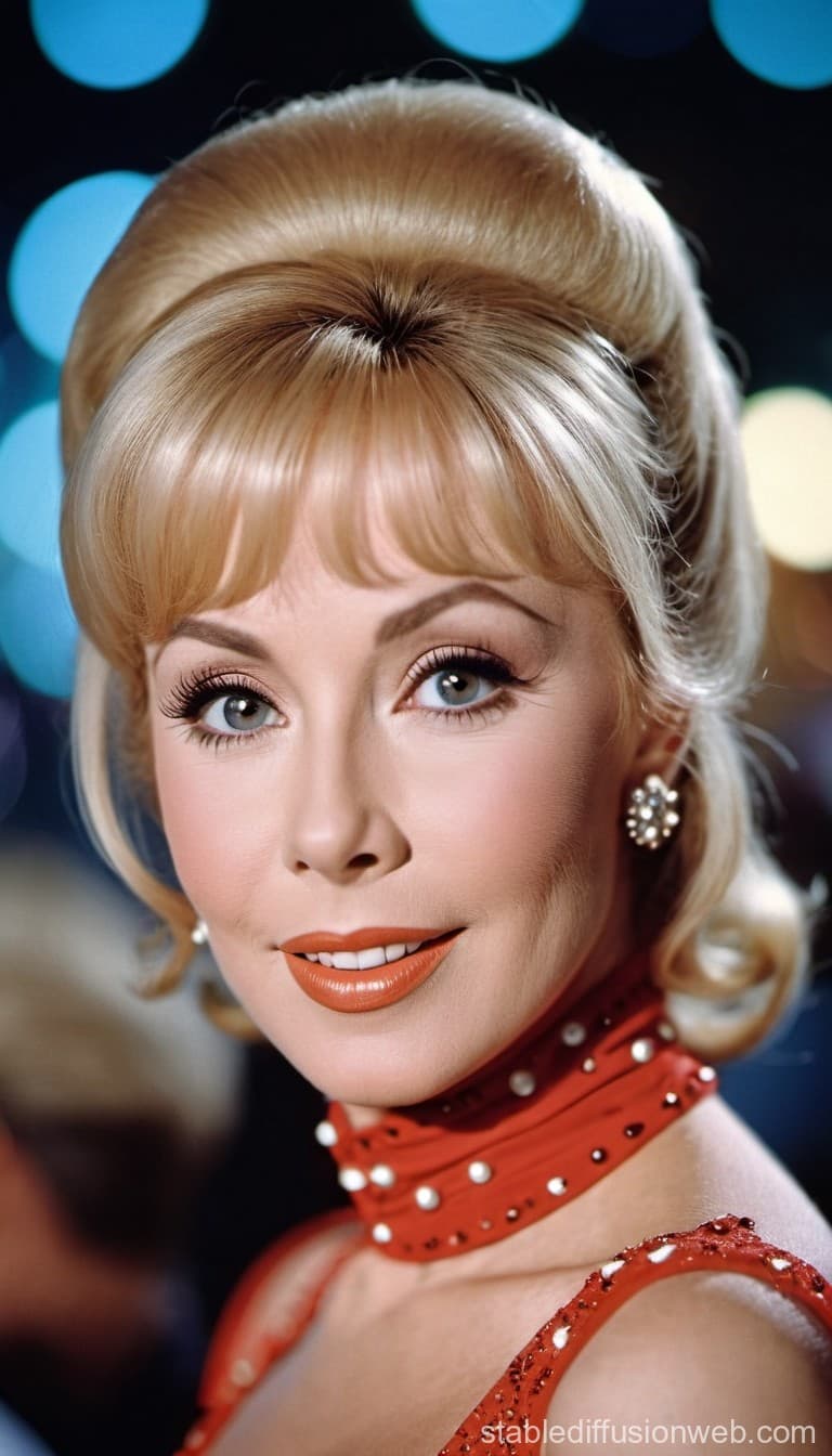 AI generated: 1950's Photographic Style, Barbara Eden as Jeannie in 'I Dream of Jeannie', beautiful eyes detailed,...