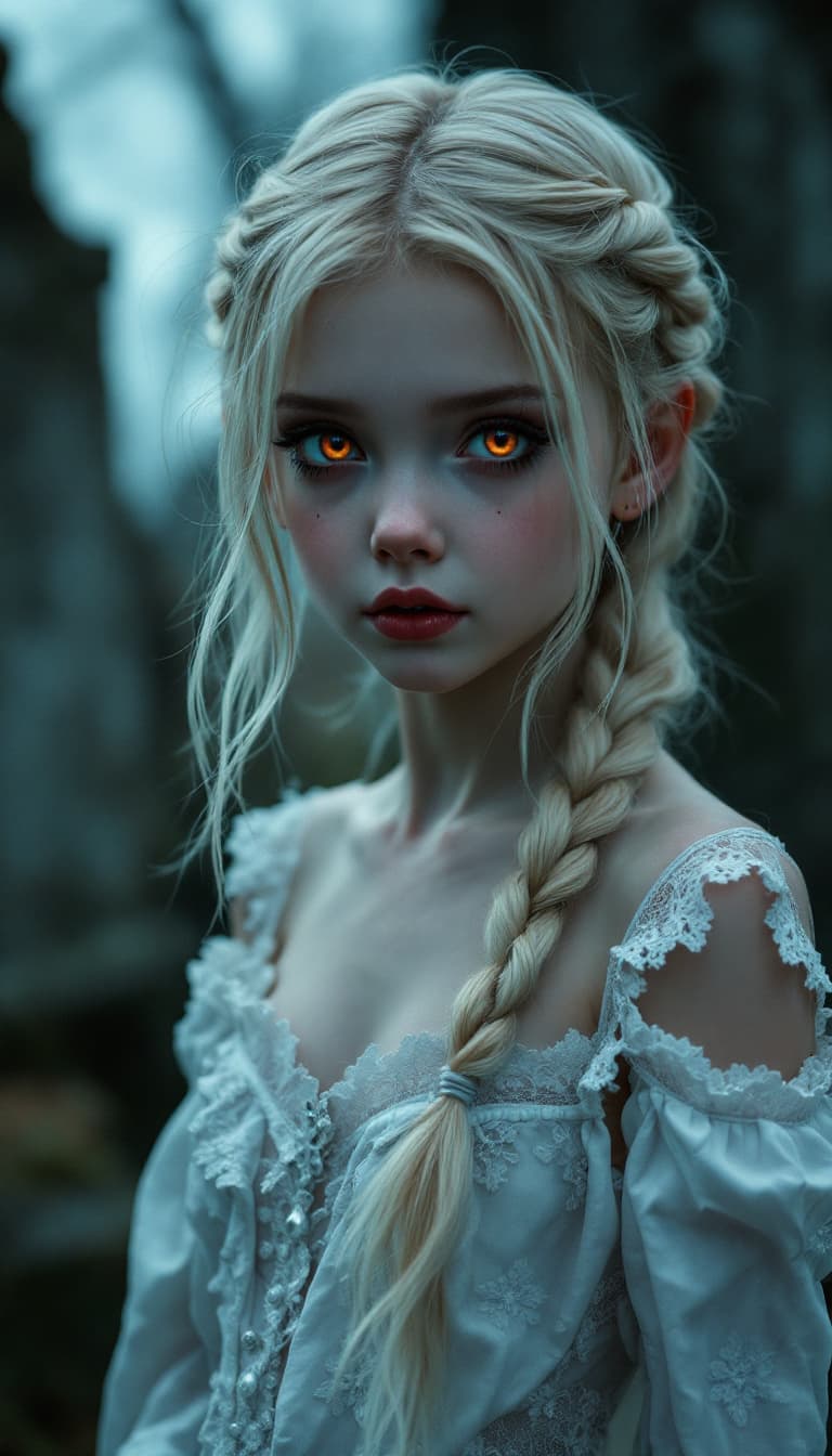 AI generated: a professional photo of a exceptionally of the most beautiful Russian vampire girl in the world, (ag...