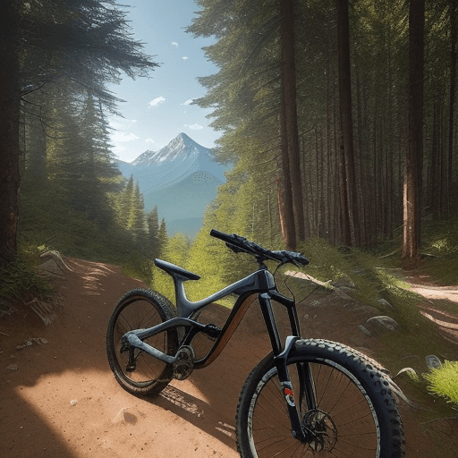 AI generated: Generate an artistic image of a scene where a mountain bike is present. However, I want the front wh...
