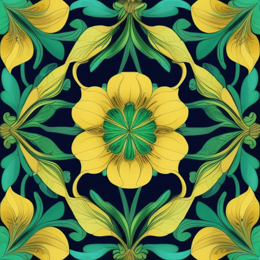 AI generated:  beautiful big flower, blue and yellow flower leaves, green background,words "Слава Україні" in patt...
