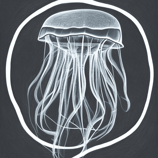 AI generated: futuristic drawing of a jellyfish with sunglasses