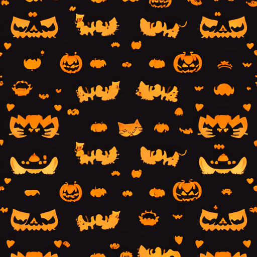 AI generated: Seamless patterns of cute cats, halloween, repeating patterns design, fabric art, flat illustration,...