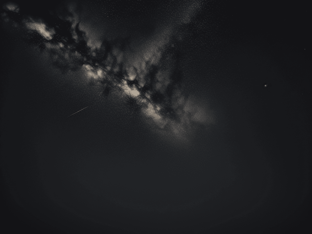 AI generated: dark sky with stars and yellow cloth tape in the form of circles. 8k. hyperreality. 3d