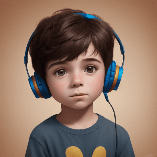 AI generated: A little boy with headphones, Disney style, clay texture --v 5 --q 2 --s 750