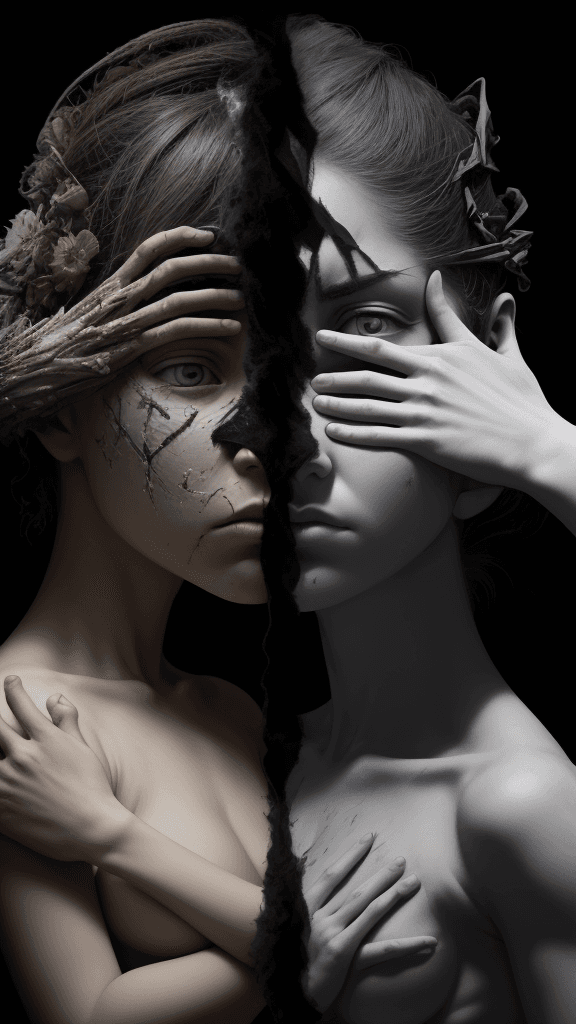 AI generated: Compose a striking visual representation of "Conflict" by portraying two distinct objects deliberate...