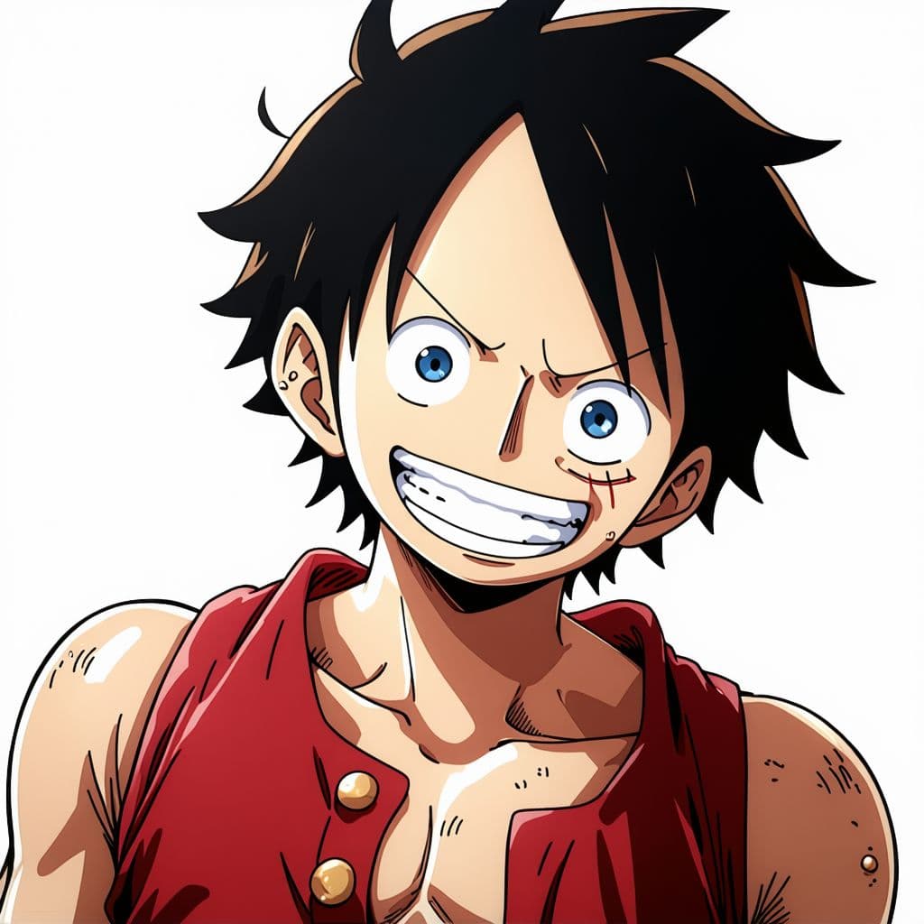 AI generated: one piece, luffy, gear 5, solo, mature, intense, detailed eyes, blue marine eyes, bare shoulders, co...