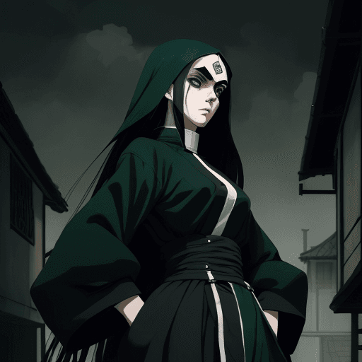 AI generated: bauhaus style clothe, big clothes, cool anime style, character, village center background, medieval ...