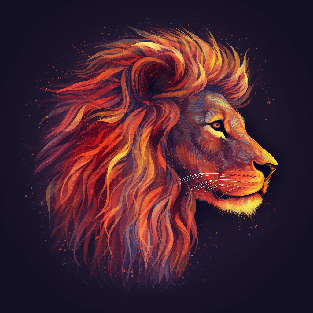 AI generated: A lion, fierce Animal Icon, Vector Lyapunov-Fractal Art, powerful Game Avatar, roaring, Icon Design,...