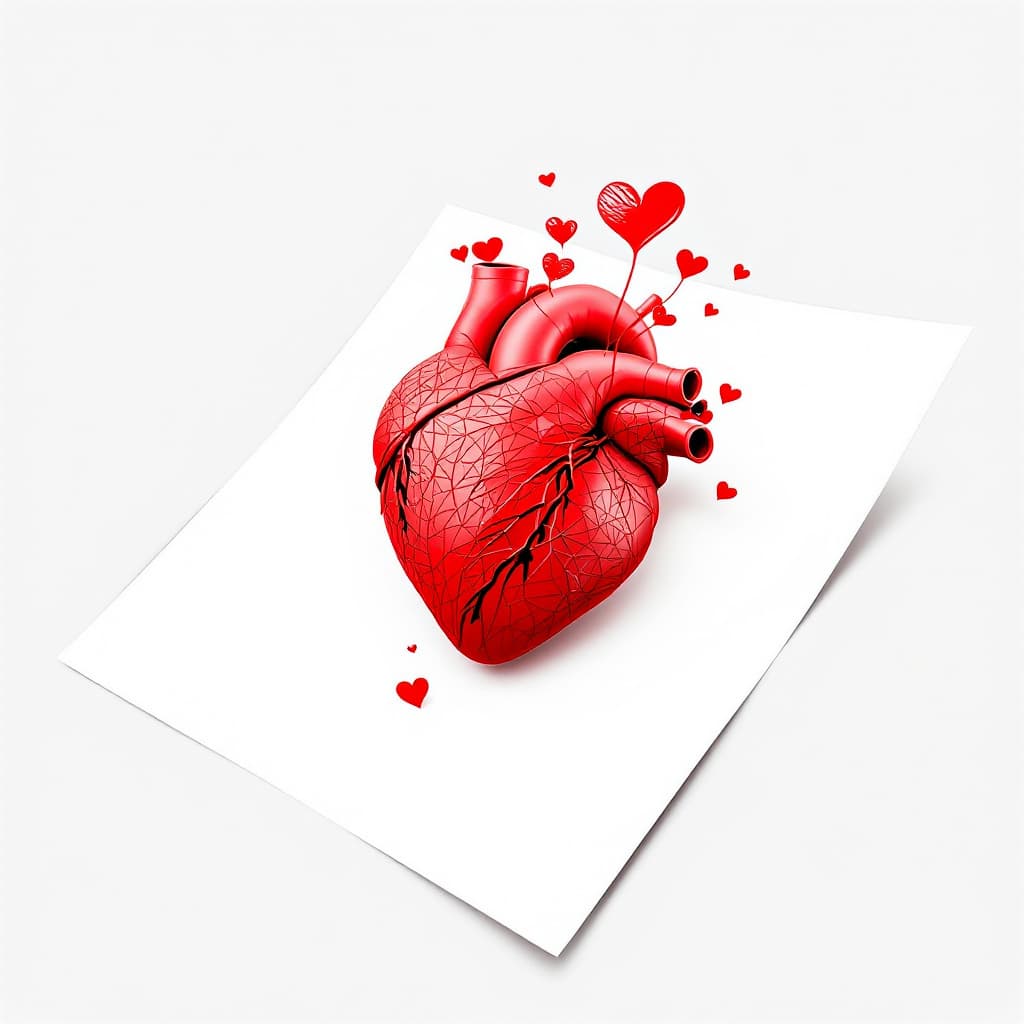 AI generated: 
 imagen 3D de un corazón dibujado 
con grietas