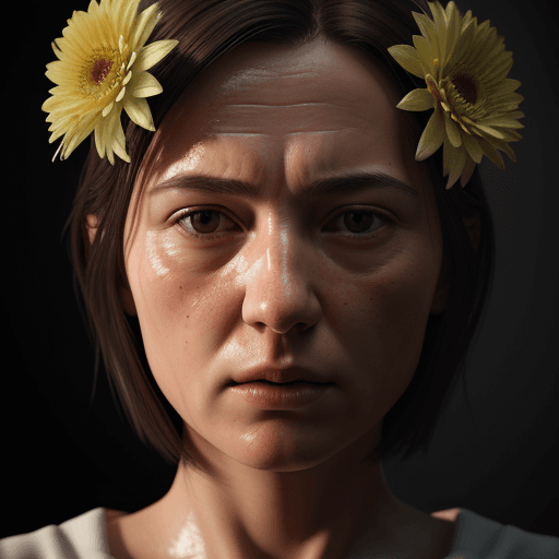 AI generated: flowers inside a ceramic pot in the shape of a half woman's face,hyper detail,photo realistic cinema...