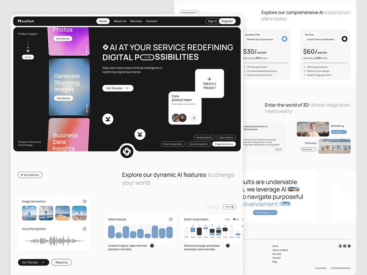 AI generated: Our homepage showcases a futuristic, AI-driven design that adapts in real-time to each user’s behavi...
