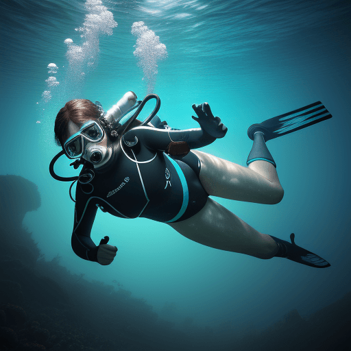 AI generated: diver, underwater, realistic, professional photo, 4k, high resolution, hyper-detalisation