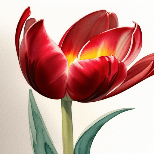 AI generated: watercolor sketch, red tulip at dawn, in the style of stunning floral drawings --ar 1:2 --stylize 75...