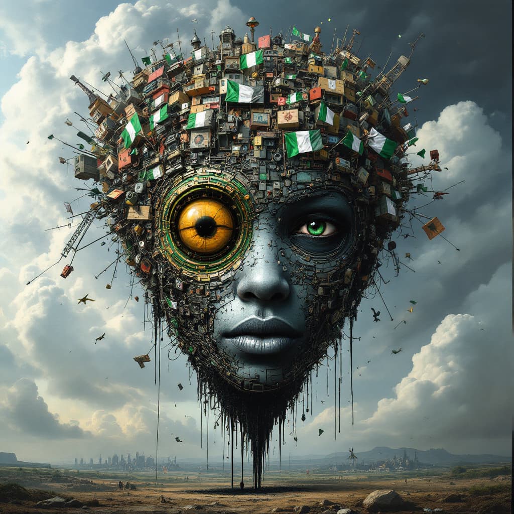 AI generated: Complex slumberland structure forming a human face by Amy Sol and tran nuyen, hyper details, rich co...