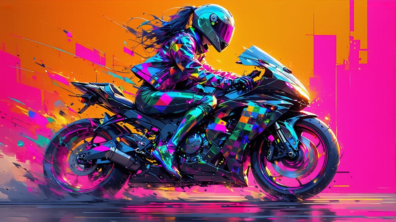 AI generated:  Image is a vibrant abstract digital artwork characterized by swirling, interconnected lines and cir...