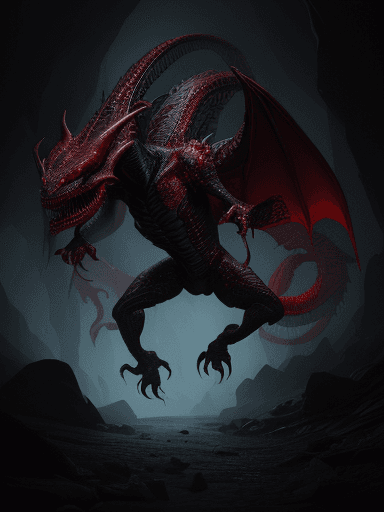 AI generated: Full body photo of a scary alien creature that looks like a humanoid dragon with venom coming out fr...