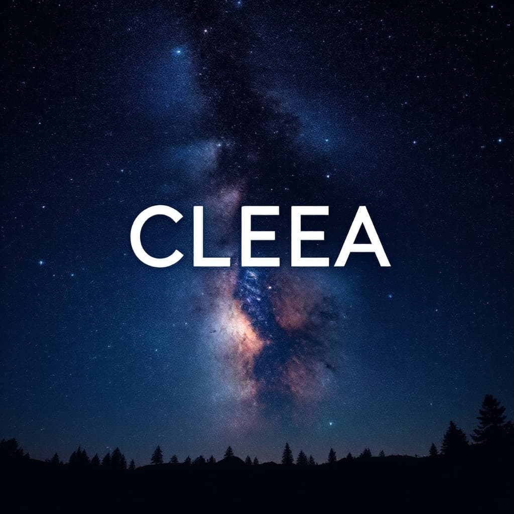 AI generated: create me an Logo with the letter CLEEA for a website with the milkyway stars in the back