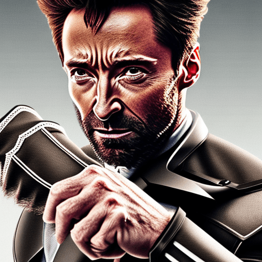 AI generated: HUGH JACKMAN IN A BLACK WOLVERINE SUIT