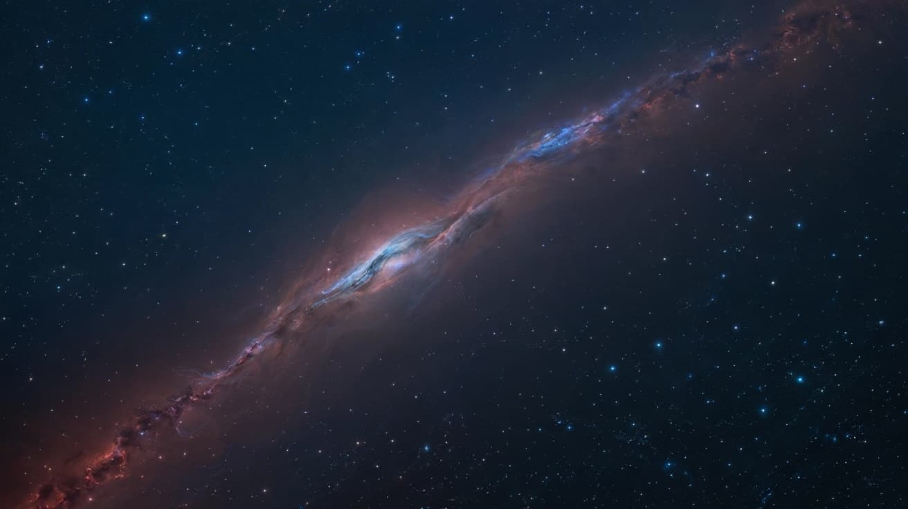 AI generated: Space background filled with subtle stars and a nebula stretching from bottom left to top right.