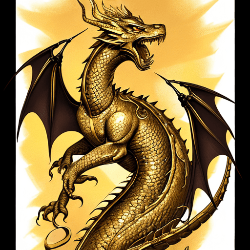 AI generated: Golden Dragon tatoo