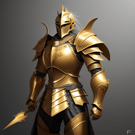 AI generated: golden armour knight fenix  photorealistic
