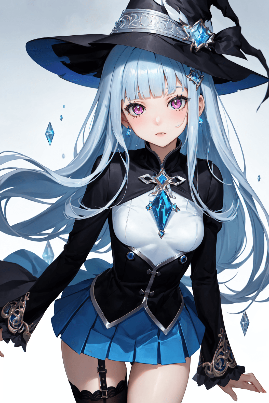 AI generated: blue theme, masterpiece, magical girl, (impossible clothes:1.5), microskirt, gradient background, si...