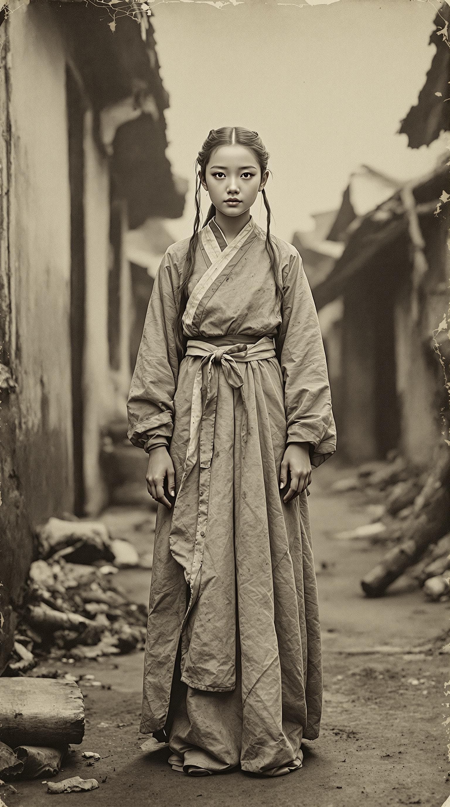 AI generated: a professional vintage black and white photo (paper has aged over time), of a exceptionally of the m...