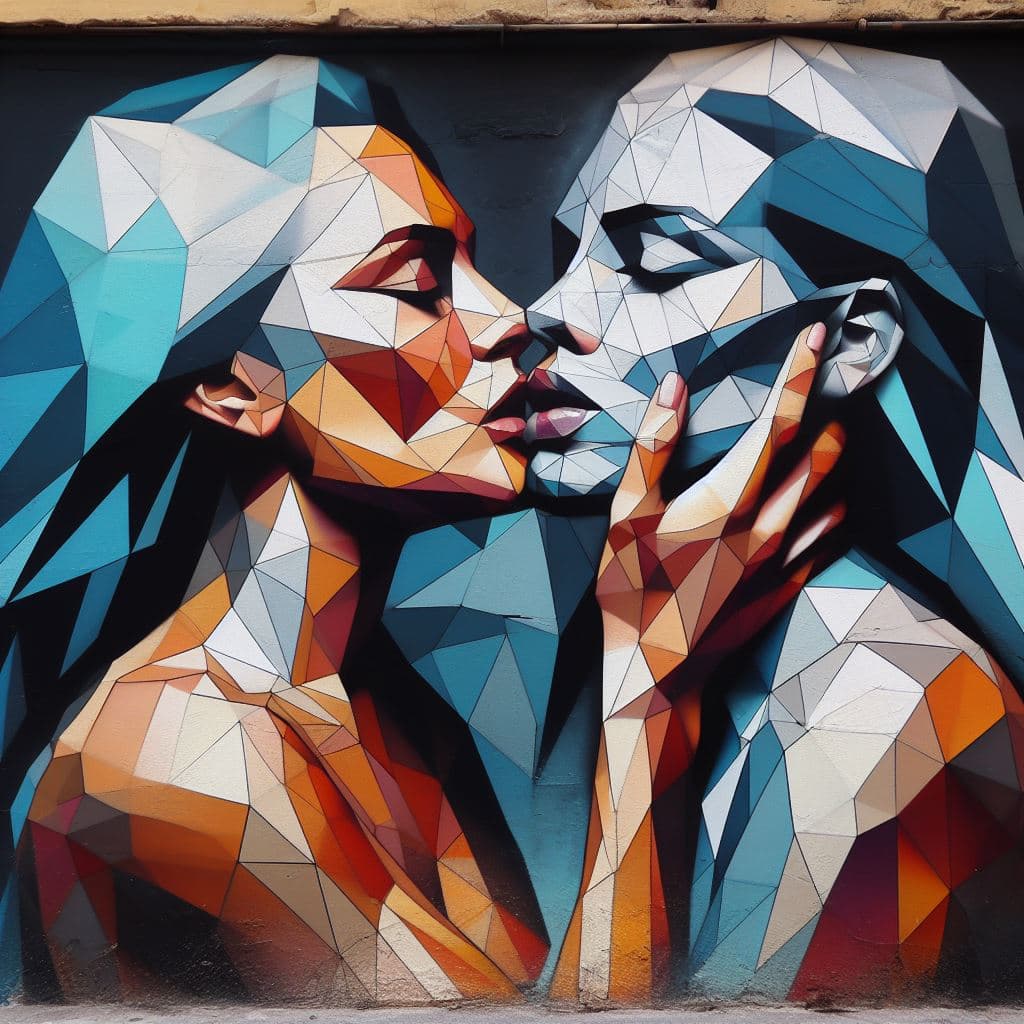 AI generated: photography, photorealism, best quality, highly detailed, abstract street art style, graffiti on con...