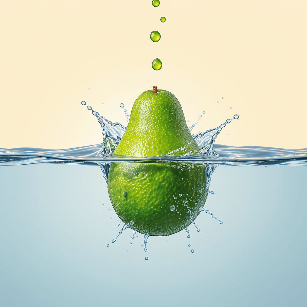 AI generated: fresh avocado seamless background, dropping in the water