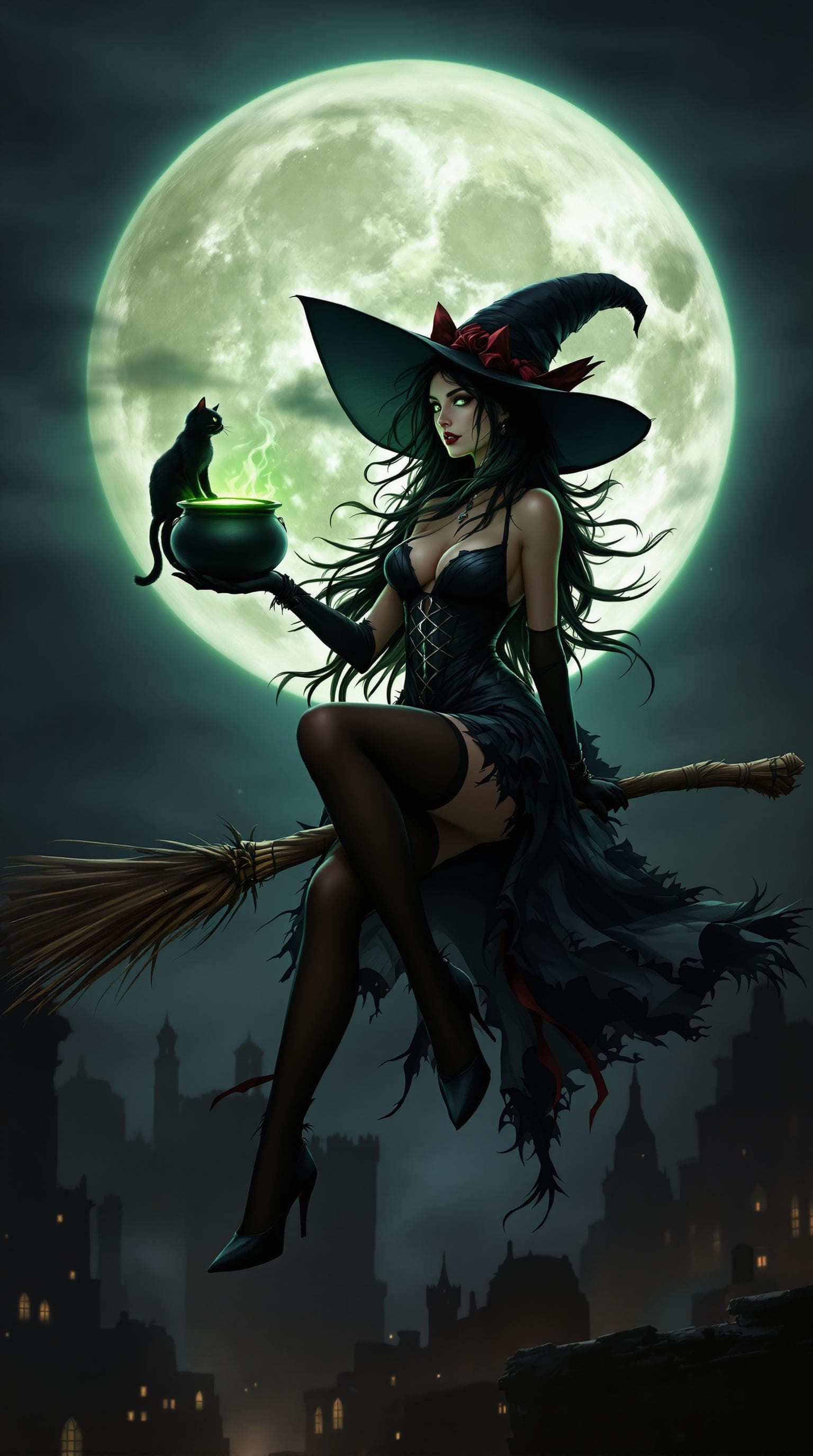 AI generated: This is a highly detailed style J Scott Campbell high detailed photo in a dark, moody, and fantastic...