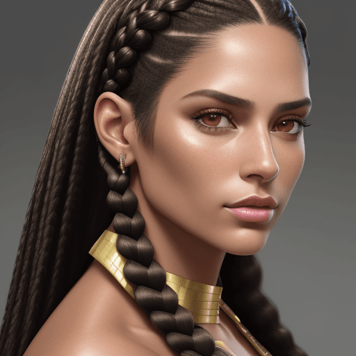 AI generated:  hyper realistic high texture 8K fashion front portrait of an latina supermodel with long dark hair ...