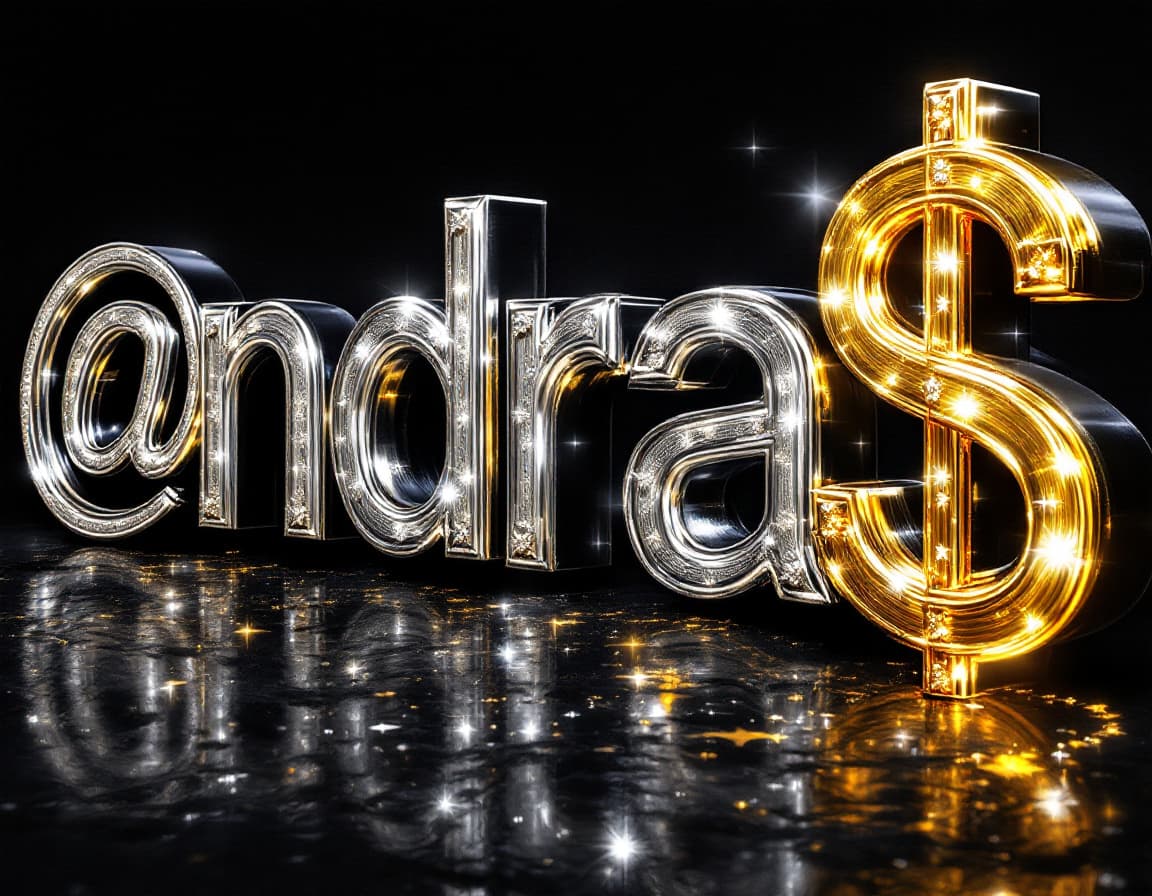 AI generated: A striking hyperrealistic oil painting depicting the name "Andreas" styled as an acronym "@ndr€@$", ...