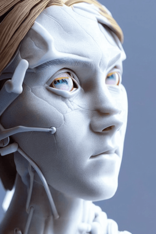 AI generated: cyborg woman emma watson Miyazaki| with a visible detailed brain| muscles cable wires| biopunk| cybe...