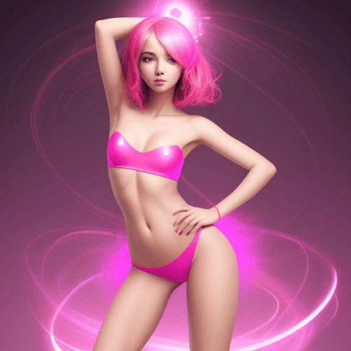 AI generated: feminine girl standing in a sexy pose, an aura of bright colors around her