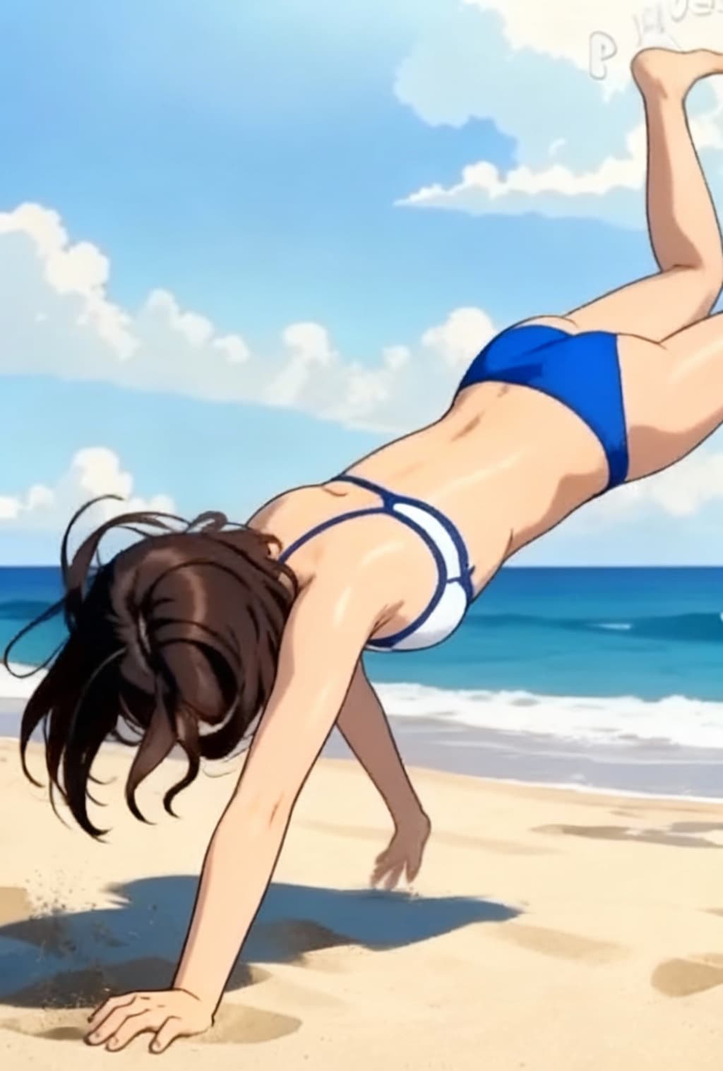 AI generated: Girl doing a forward roll