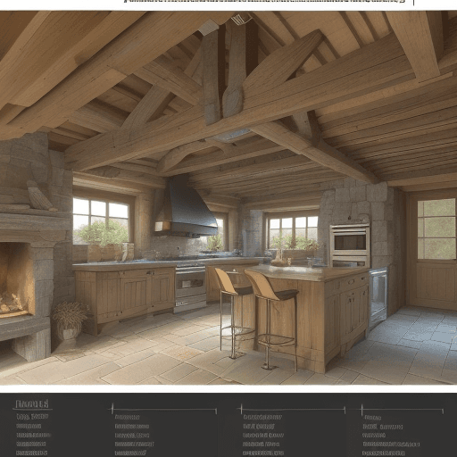 AI generated: A digital architectural blueprint of a modern  house, with comprehensive labeled sections and descri...