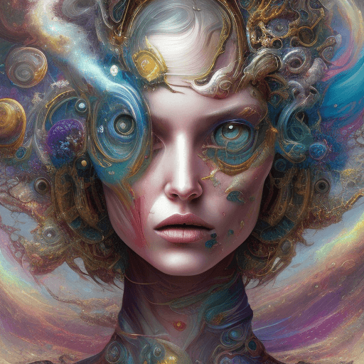 AI generated: a surreal picture with a woman's head in it, in the style of swirling colors, aleksi briclot, cosmic...