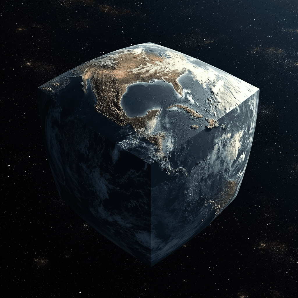 AI generated: the earth is cubic in the infinity of space --style raw --v 6